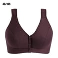 thumbnail image 2 of Sonducket Sujetador de algodón TureClos para mujeres de mediana edad, sujetador de algodón sin aros, cierre frontal de talla grande, Bralette Ropa interior morado oscuro 46/105, 2 of 6