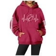 thumbnail image 1 of Chandail à Capuche Loup pour Femmes, Grande Taille, Manches Longues avec Trou pour le Pouce, Mode Féminine, Chandail à Capuche Imprimé Lettre Rouge TG, 1 of 3
