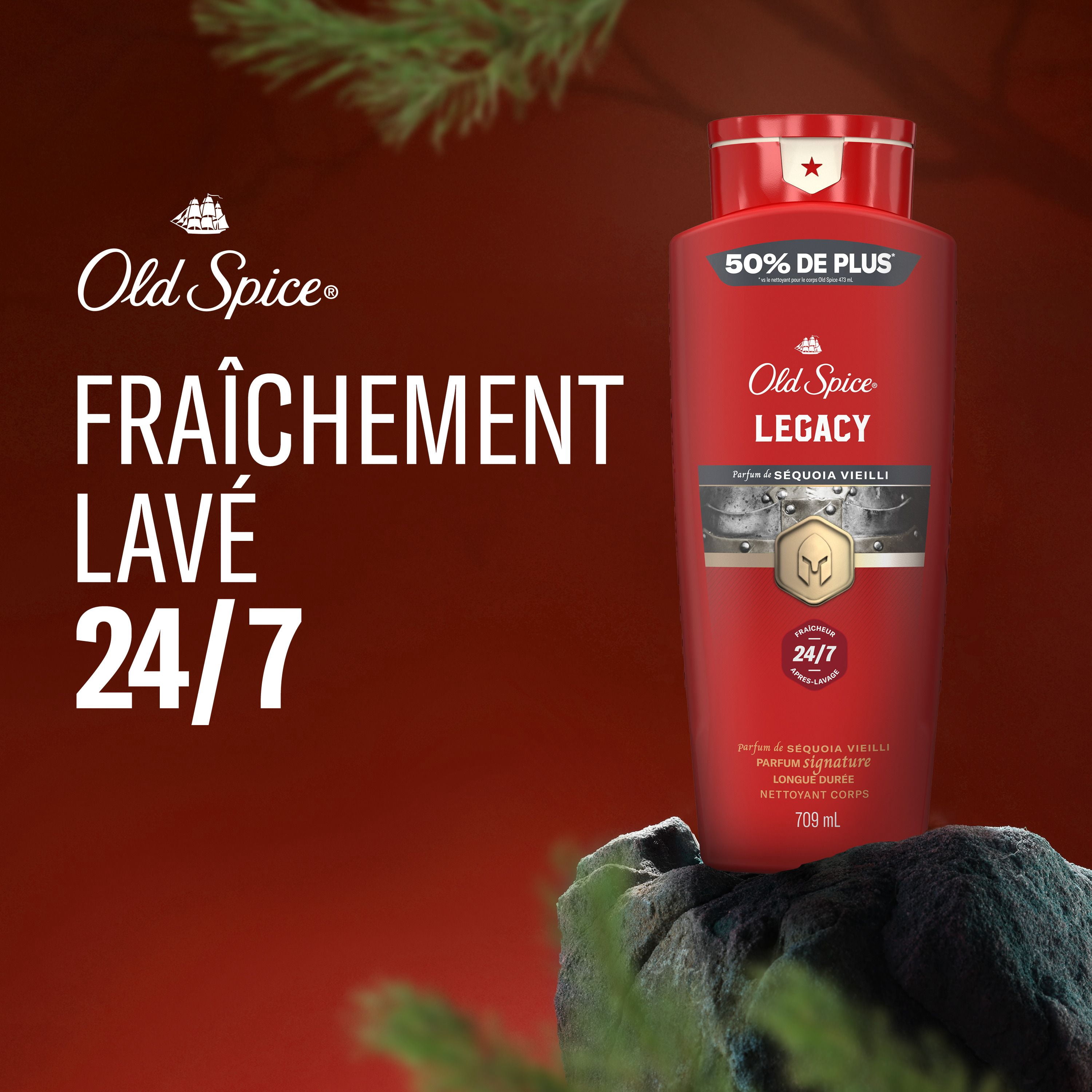 Old Spice Red Collection Body Wash for Men, Legacy Scent, Refreshing Clean, Moisturizing Formula, Long-Lasting Fragrance, 709ml