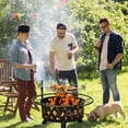 thumbnail image 2 of UDPATIO 2 in 1 Fire Pit with Grill for Outside Round 30 Inch Outdoor Wood Burning Firepit Large Steel Firepit with Swivel Cooking Grate Lid Poker, BBQ Grill for Backyard Bonfire Patio, 2 of 7