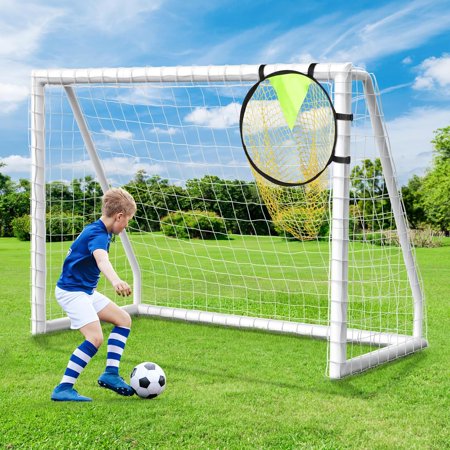 Soccer Goal for Backyard 8x6FT/10x6.5FT Goalpost Soccer Net with Soccer Targets for Goals Training, Soccer Goals for Kids and Adults with Weatherproof UPVC Frame and Ground Stakes