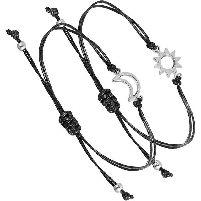 Pulseras de amistad a juego, 2 pulseras en forma de sol y luna, pulseras de amistad de mejores amigos, pulseras de promesa meñique