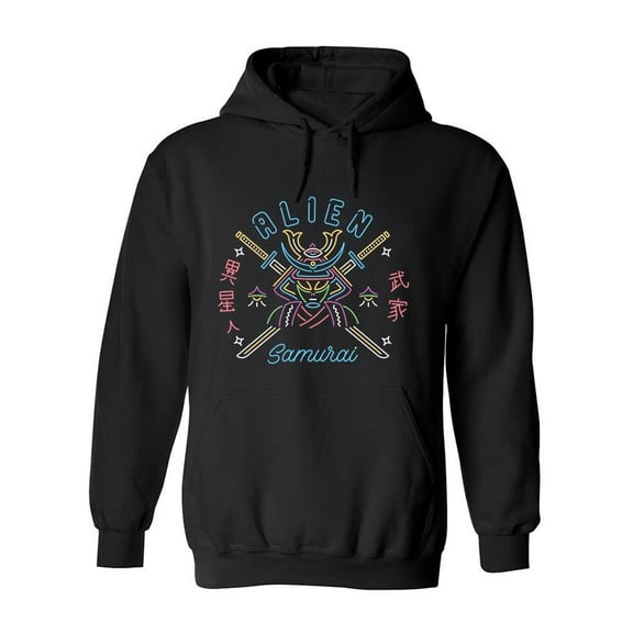 Japanese Alien Samurai Graphic Hoodie Men -Image by Shutterstock, Male Small