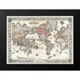 thumbnail image 2 of Colton 14x11 Black Modern Framed Museum Art Print Titled - 1852 Coltons Vintage Map of the World, 2 of 5