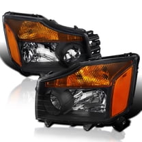 Spec-D Tuning Black Headlights Amber Compatible with 2004-2015 Nissan Titan, 2004-2007 Armada, L R Pair Head Light Lamp Assembly