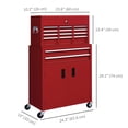 thumbnail image 3 of HOMCOM Coffre à Outils Roulant 2 en 1 avec 6 Tiroirs, Rouge, 3 of 10