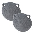thumbnail image 1 of Oleegame 2PC Placemat Heat-resisting Cotton Rope Placemat With Hanging Cartoon Cat Ears ,Easy To Rinse Gray, 1 of 2