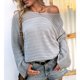 thumbnail image 4 of Suéter de cuello redondo de las mujeres ahueca hacia fuera Knit Top Dolman manga suéter suelto Casual Knit Pullover, 4 of 7