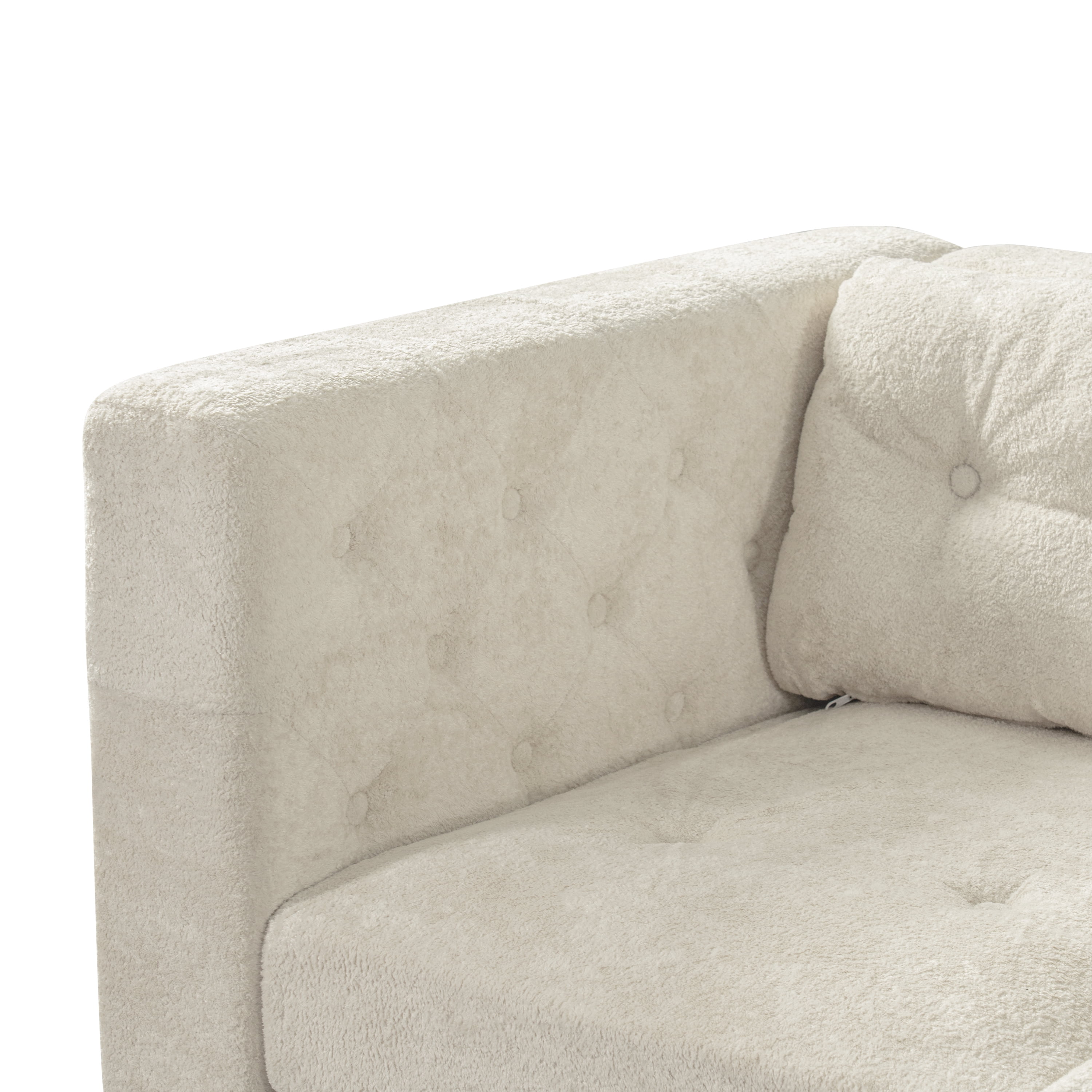 GARITIN 3 Seater Sofa 78 Inch, Chenille Upholstered Couch with Square Arms and Tufted Pillow Back for Living Room Apartment, Beige
