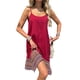thumbnail image 3 of Vestido Bohemio con Bloques de Color para Mujer, Estilo Hawaiano, con Tirantes Finos y Vuelo. Rojo S, 3 of 10