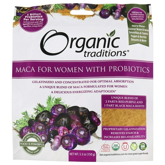 Organic Traditions - Maca for Women with Probiotics Powder 1 Billion CFU - 5.3 oz.
