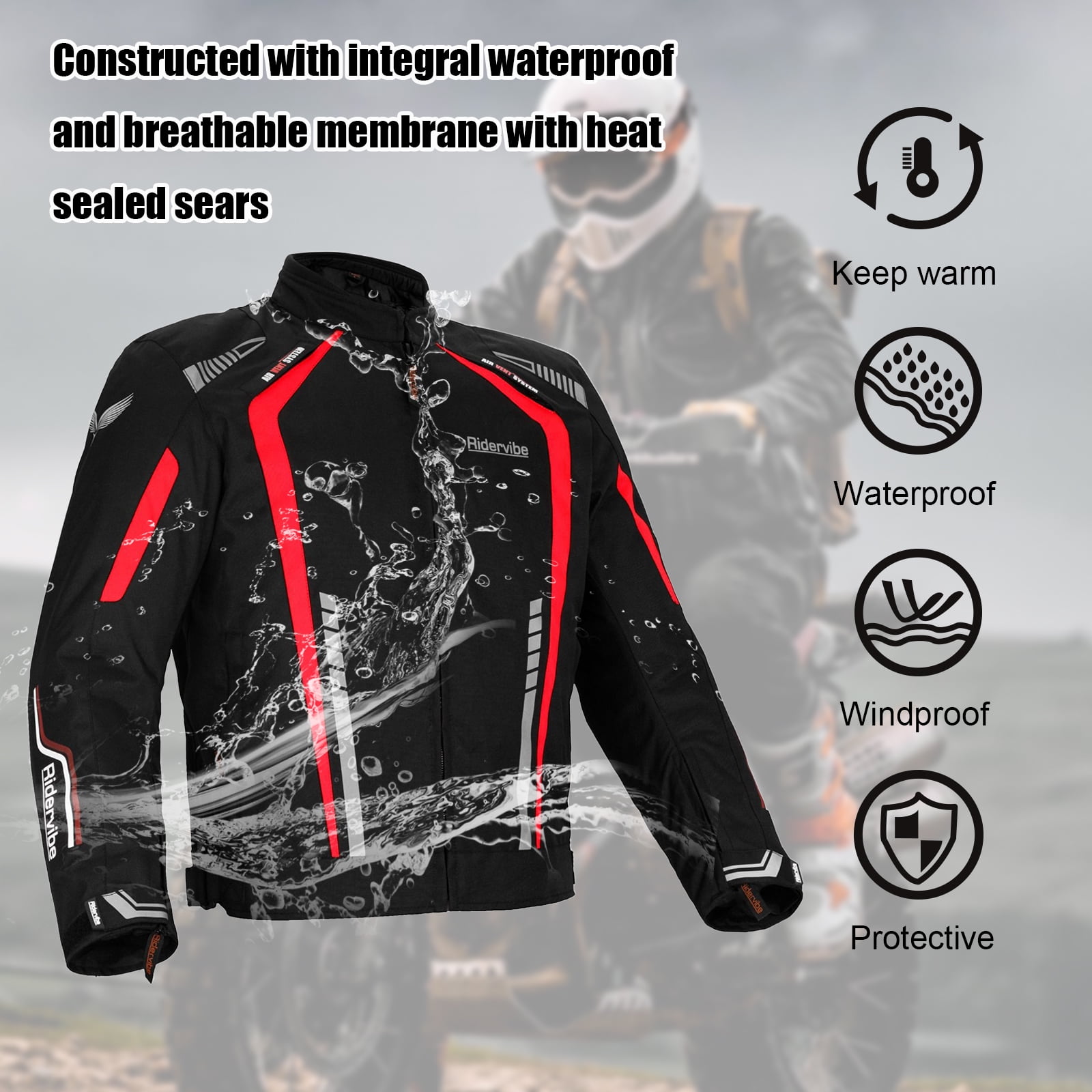 Dream Apparel Men's All-season Motorcycle Jacket for Enduro Dualsport Riding with 600 D polyester, Armor Foam Padding, Visibility