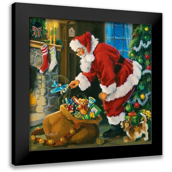 Comish, Susan 12x12 Black Modern Framed Museum Art Print Titled - Santas Magic Touch