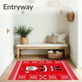thumbnail image 3 of ODIKA 4'x6' Machine Washable Non-Slip Area Rug, Festive Santa Motif Punch Needle with Whimsical Holiday Accents High Traffic Rug with Pad, Red, 636083, 3 of 8