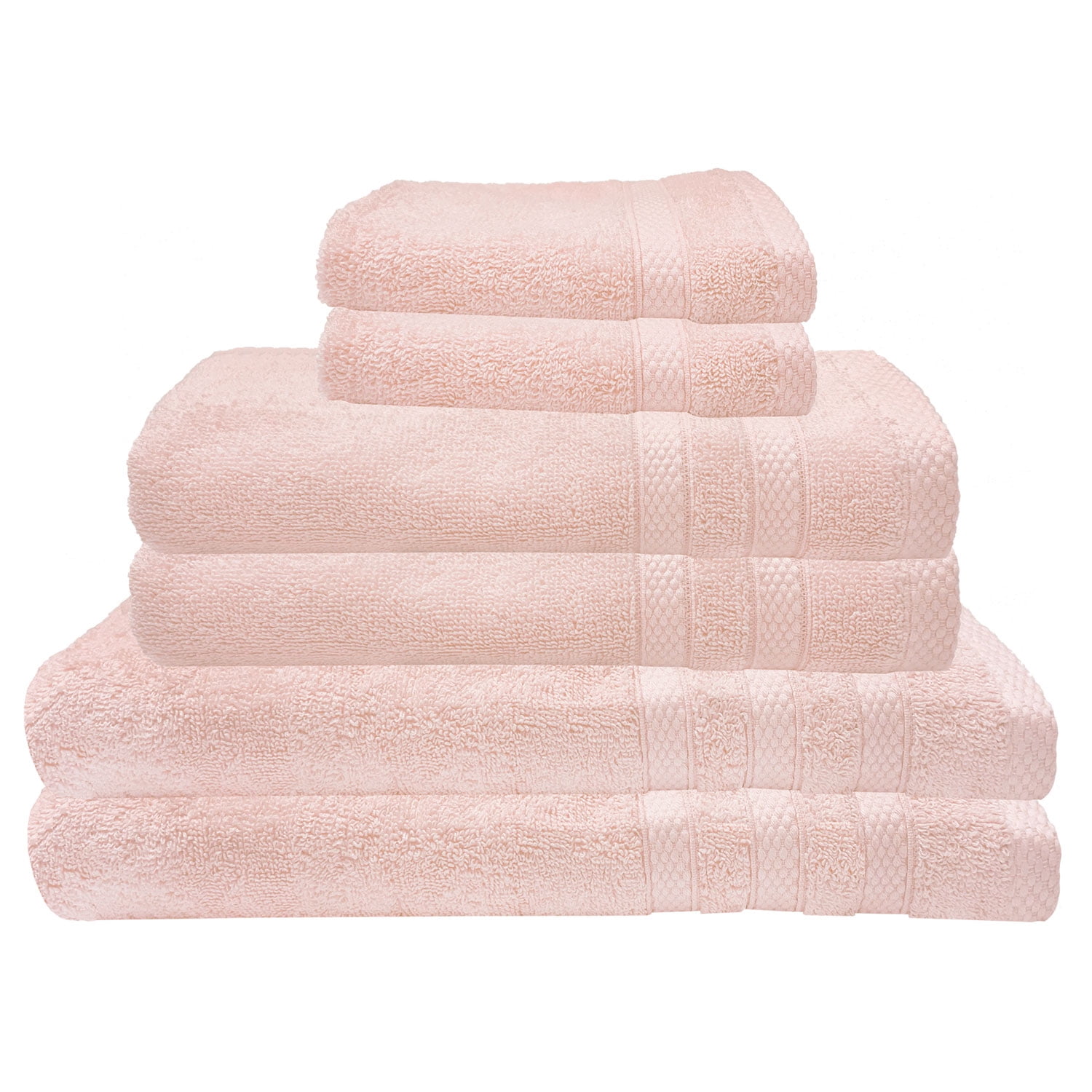 Premius Premium 6Piece Combed Cotton Bath Towel Set, Blush