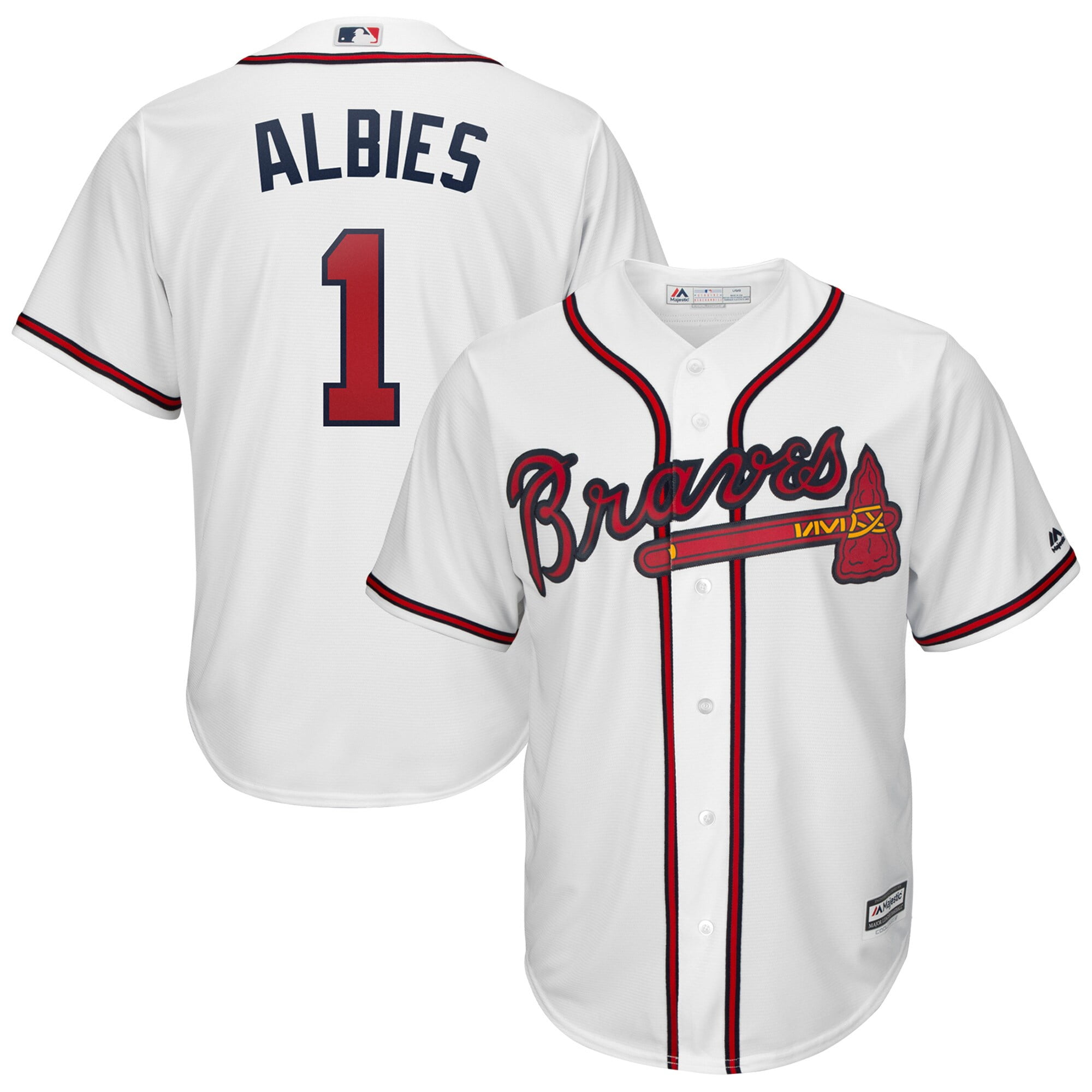 Ozzie Albies Atlanta Braves Majestic 2019 Home î€€Officialî€ Cool Base ...