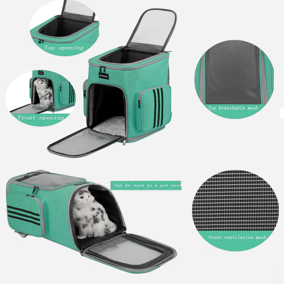 Pet Carrier Backpack Cat Carrier Backpack Dog Carrier Backpack for Small Cats Dogs Wide Use Breathable Strong and Durable Pet Backpack(Green)