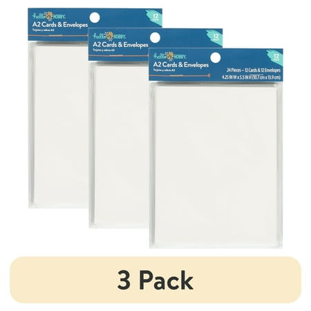 (3 pack) Hello Hobby A2 Blank All Occasion Greeting Cards, with Envelopes 4.25" x 5.5" (12 Count)