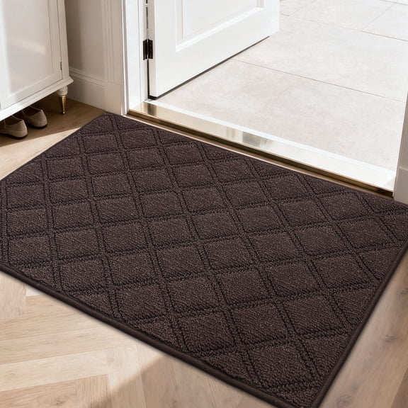 JAATOP Doormat Indoor 24"x36", Non Slip Entryway Rugs Washable Welcome Mat for Inside, Front Door Mat for Entrance, Dirt Trapper, Brown