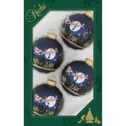 4ct Navy Blue and Gold Matte Christmas Ball Ornaments 2.5" (67mm)