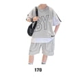 thumbnail image 2 of Minnieouse De ropa deportiva de verano a la moda con letras, Jersey, camiseta de manga corta con retazos, ropa de calle, trajes para niños conjuntos de ropa Gris ciento setenta, 2 of 6