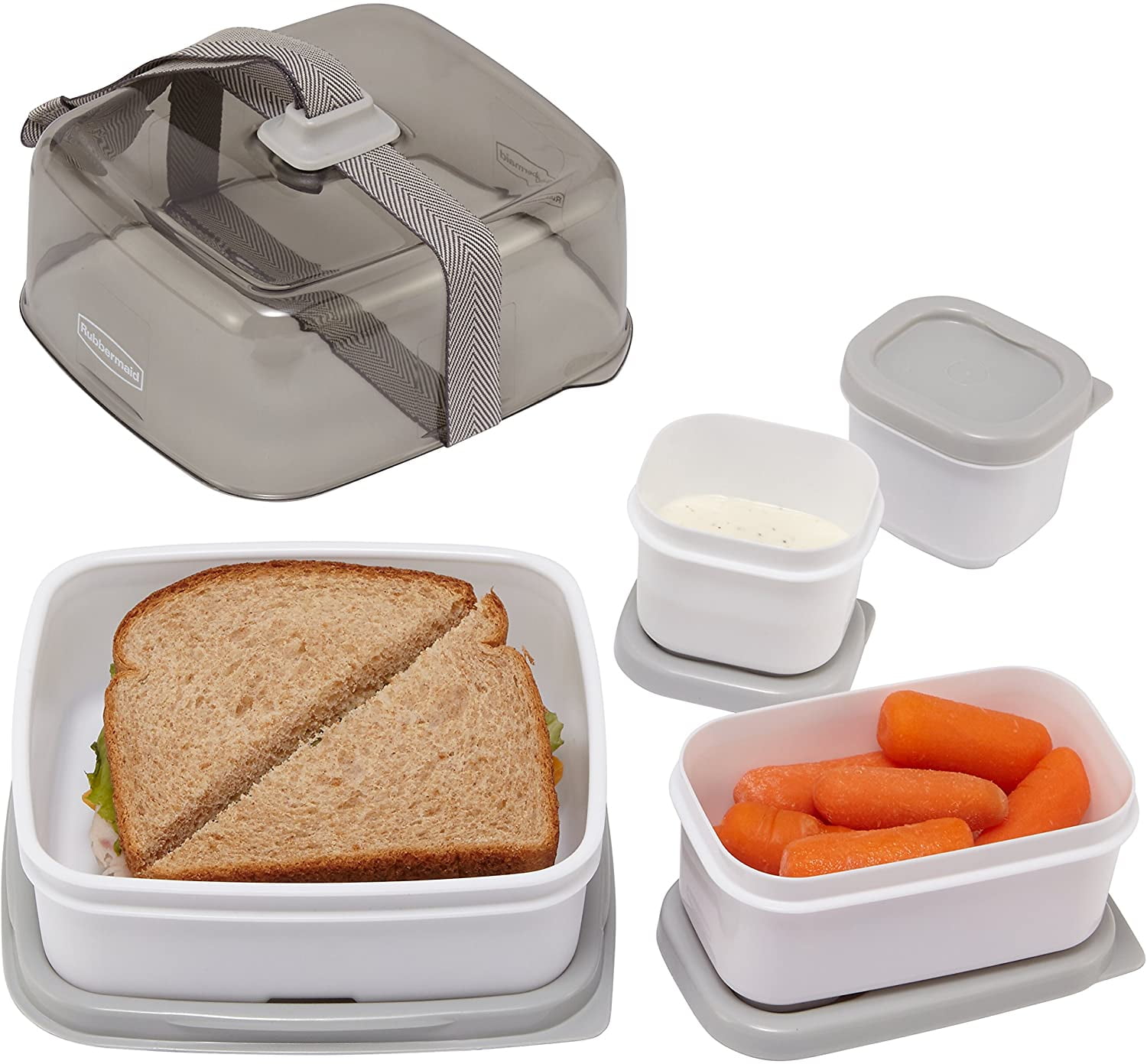 Go 9-Piece Lunch Sandwich Kit Set BPA Rubbermaid Fasten FREE Removable Strap