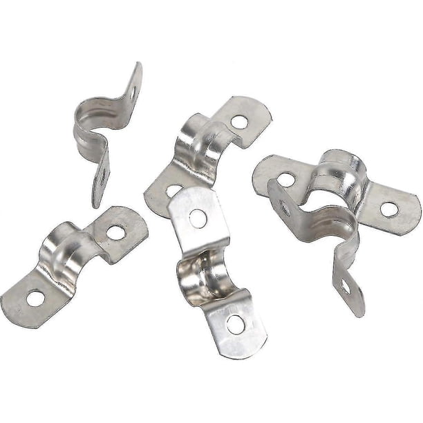 Abrazadera de tubo de acero inoxidable 304 de 10 mm, 20 unidades, abrazaderas de tensión de dos orificios, abrazadera de tubo en U, abrazaderas de sillín, anillo de conexión, abrazadera de manguera