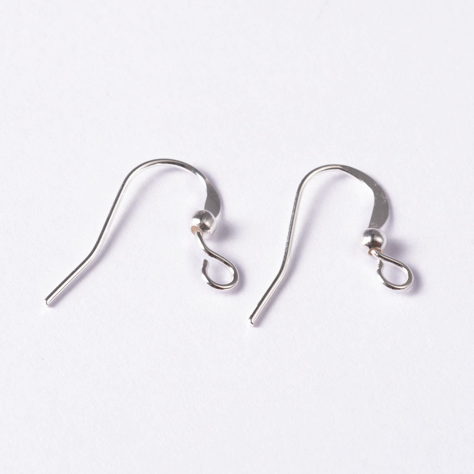 1000pcs Brass French Earring Hooks Flat Earring Hooks Ear Wire with Beads and Horizontal Loop Lead Free Silver 15mm Hole: 2mm