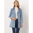 thumbnail image 3 of Chaqueta Vaquera Allegra K Larga Con Cinturón Y Solapa Con Muesca Para Mujer Gris Azulado XS, 3 of 6