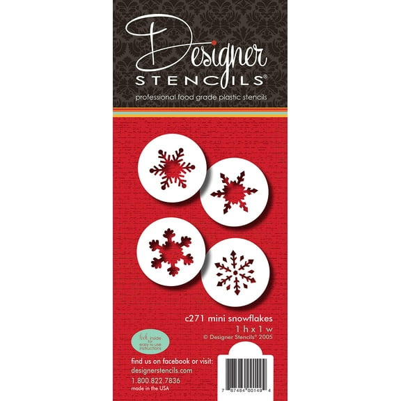 Designer Stencils Mini Snowflakes Cake Stencils, Beige/semi-transparent
