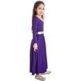 thumbnail image 4 of CHICTRY Kids Girls Metallic Praise Dance Dress Long Sleeve Asymmetrical Tunic Dress Lyrical Contemporary Dance Costume Purple-A 6, 4 of 7