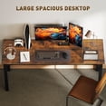 thumbnail image 3 of 71” Rustic Brown Computer Desk with Metal Legs | Industrial Style Office Desk for Home, Living Room & Small Conference Use - 70.9” L x 23.6” W, 3 of 7