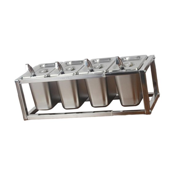 Abbracc Chilled Condiment Server Ice Chilled Serving Tray with Spoon Sauce Organizer Taco Garnish Tray Hotdog Cart, Entertaining Shop 48x16cm