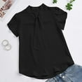 thumbnail image 2 of Lovskoo 2024 Women's Office Tie Neck Shirts Short Sleeve Work Office Summer Blouse Tops Solid Color Shirts Black M, 2 of 4