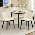 thumbnail image 1 of Set of 2 beige velvet dining sillas con negra wood legs y padded seat, 1 of 7