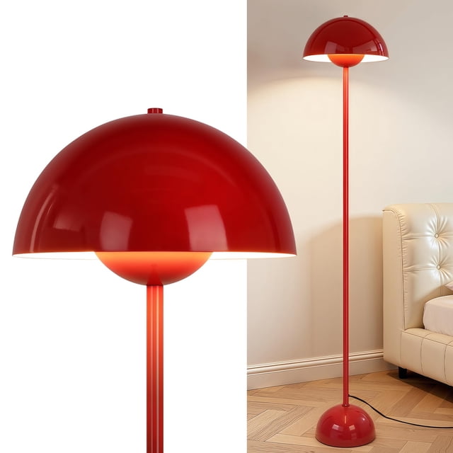 Lámpara de pie Coucrek roja 168 cm, diseño industrial moderno