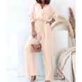 thumbnail image 6 of Women'S Solid Color Collared Blouse and High Waist Pants Two Piece Set Fashion L, 6 of 9