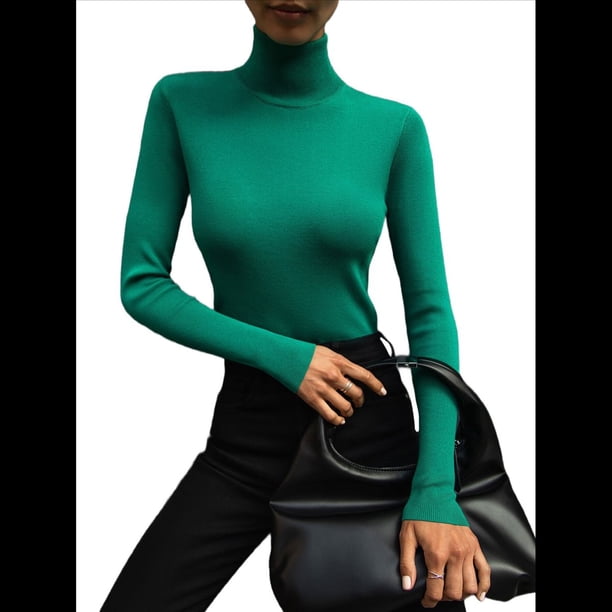 Camiseta de Larga para Mujer, Ropa Interior Térmica Básica de Moda para Otoño e Invierno. Verde M