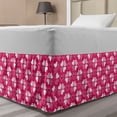 thumbnail image 1 of Romantic Bed Skirt, Continuous Hand Drawn Hearts as Clover Leaves Monochrome Valentine's Day, Elastic Bedskirt Dust Ruffle Wrap Around for Bedding Decor, 4 Sizes, Hot Pink and White, by Ambesonne, 1 of 2
