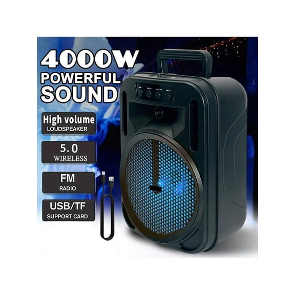 Dazone Portable Bluetooth Speaker 6.5-In Woofer Wireless Speaker Subwoofer USB Rechargeable Heavy Bass LED Party PA Sound System AUX FM Remote Control LED Light Handle