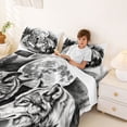 thumbnail image 3 of Manfei Ink Wash Bed Sheets,Vintage Wolves Full Size Sheets,White Black,4-Piece,1 Flat Sheet, 1 Fitted Sheet and 2 Pillowcases, 3 of 6