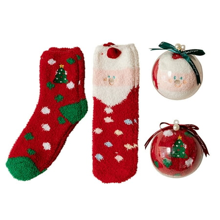 

qucoqpe Sports & Outdoors Accessories Christmas Ball Coral Fleece Socks Gift Box Christmas Gift Thickened Cartoon Sleep Socks Bike Accessories