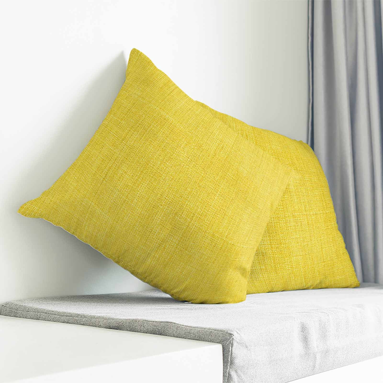 Yellow Burlap Texture Pillow Covers 26x26 Inch Decorative Throw Pillow Cover, Farmhouse Vintage Yellow Sofa Pillowcases Accent Cushion Case Home Decor Bedroom Living Room