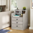 ADORNEVE Nightstand Set of 2 with Charging Station and 3 Storage
