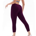 thumbnail image 4 of High Waisted Leggings for Women Buttery Soft Full Length Capri Workout Yoga Pants with Pocket Purple L, 4 of 7