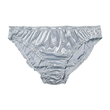 XMMSWDLA Womens Underwear  Satin Bikini Panties Silky Lace Underwear Panty Women s Satin Panties Mid Waist Wavy Cotton Crotch Briefs Silver XL Bikini Thongs