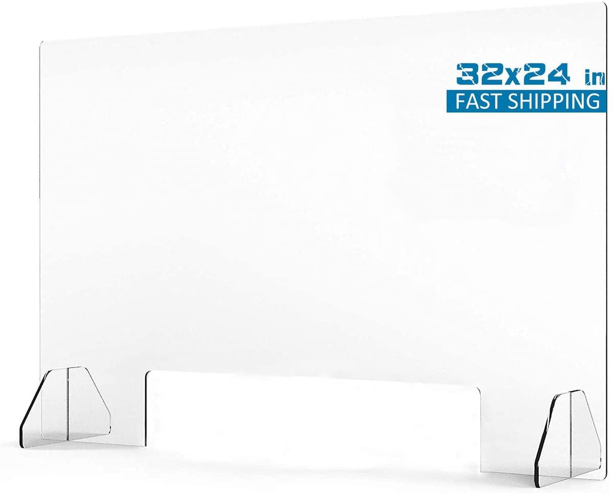 Sneeze Guard Acrylic Divider Protection Barrier Shield Checkout Counter Desk 32"w x 24"h 1/8