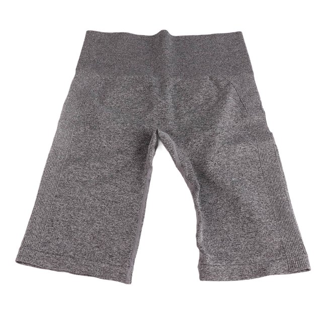Pantalones cortos de yoga para entrenamiento para mujer, control de barriga, secado rápido, cintura alta, pantalones cortos deportivos ajustados para correr, gimnasio, gris oscuro L