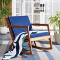 thumbnail image 2 of SAFAVIEH Vernon Outdoor Patio Rocking Chair, Natural/Navy, 2 of 10