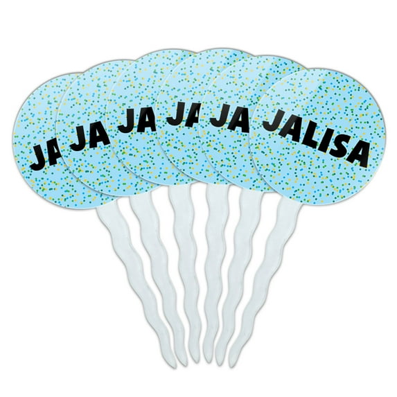Jalisa Cupcake Picks Toppers - Set of 6 - Blue Speckles